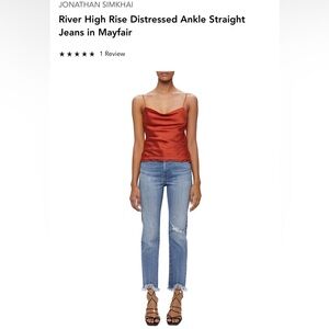Jonathan Simkhai River High Rise Distressed Ankle Straight Jeans in Mayfair